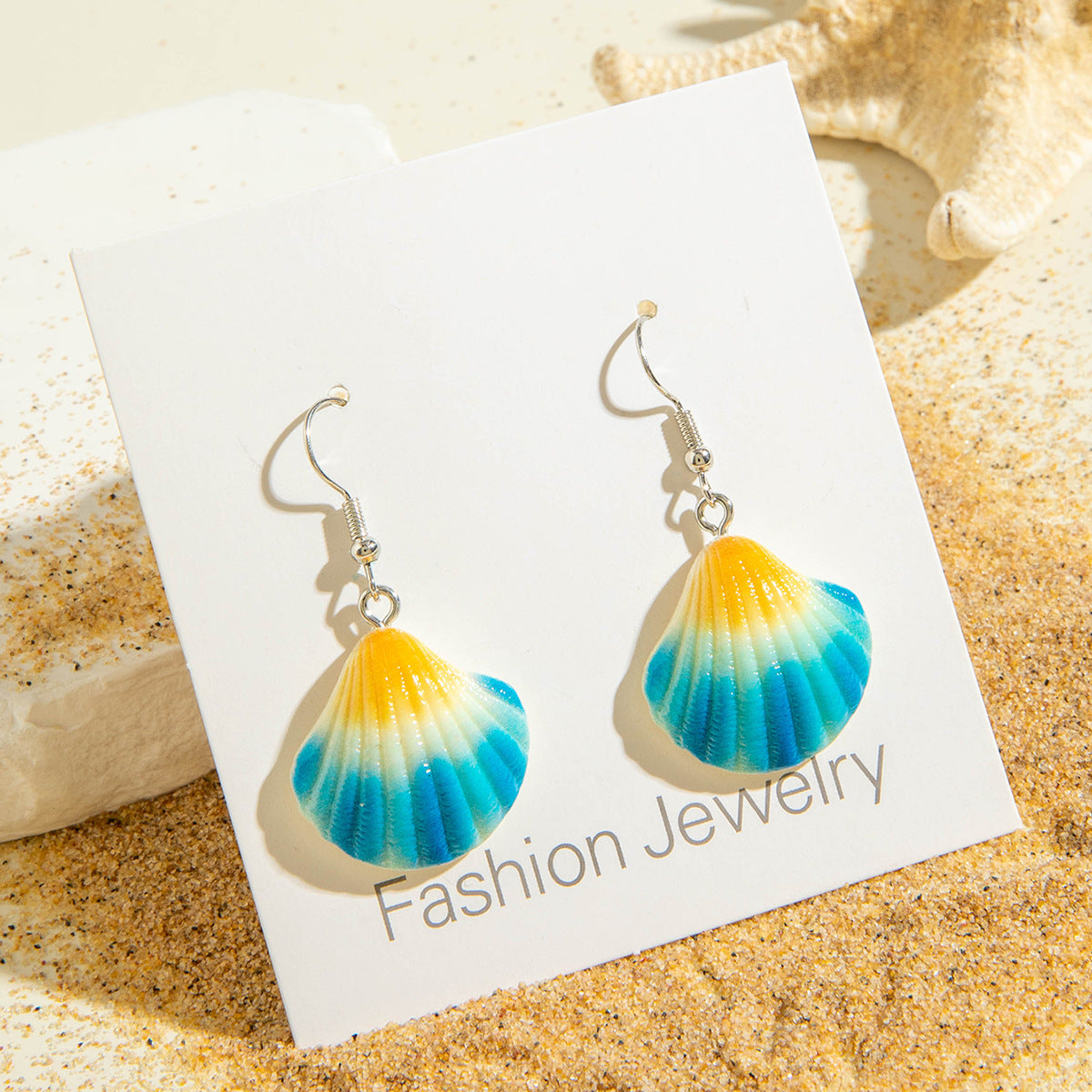 Wholesale Bohemian Resin Shellfish Starfish Holiday Style Ocean Series Earrings